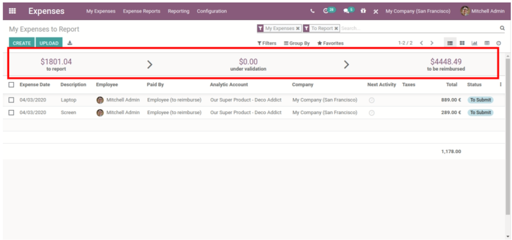 Odoo 14 Expense App