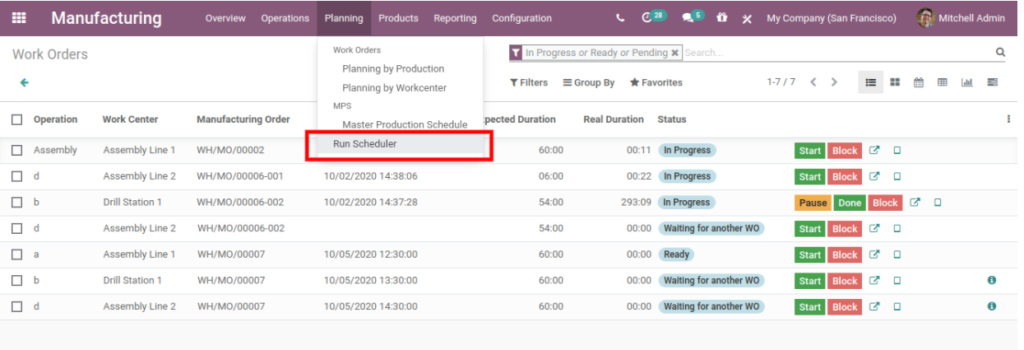 Odoo 14 Manufacturing Order