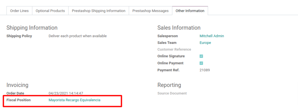 Fiscal Position in Odoo