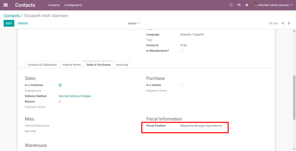Customer Fiscal Position in Odoo
