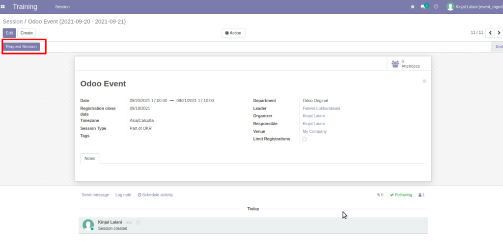 Odoo 14 Events Module