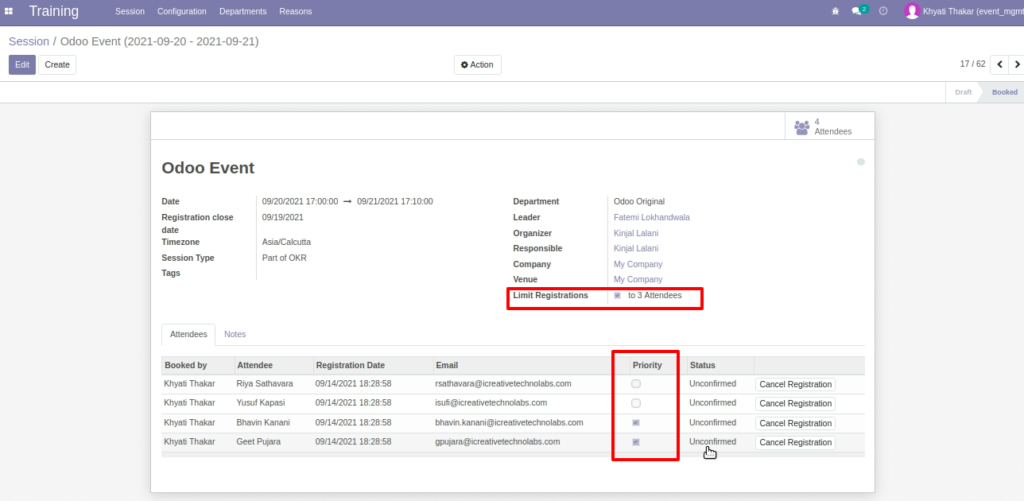 Odoo 14 Events Module