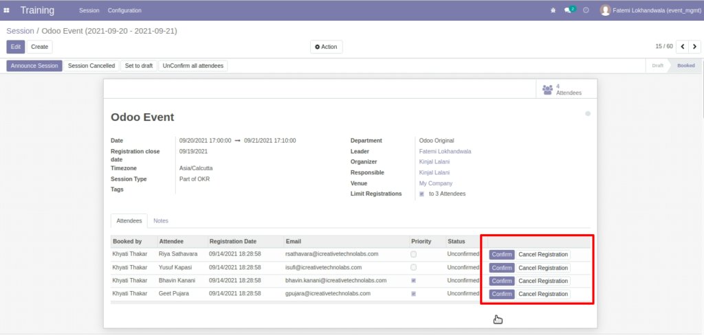 Odoo 14 Events Module