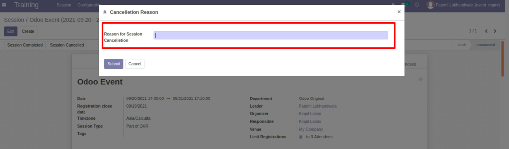 Odoo 14 Events Module