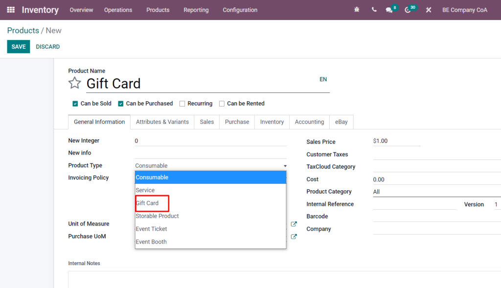 Gift Card- Odoo 15