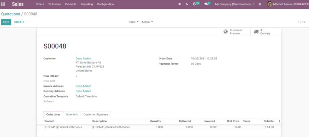 Odoo Inventory Application