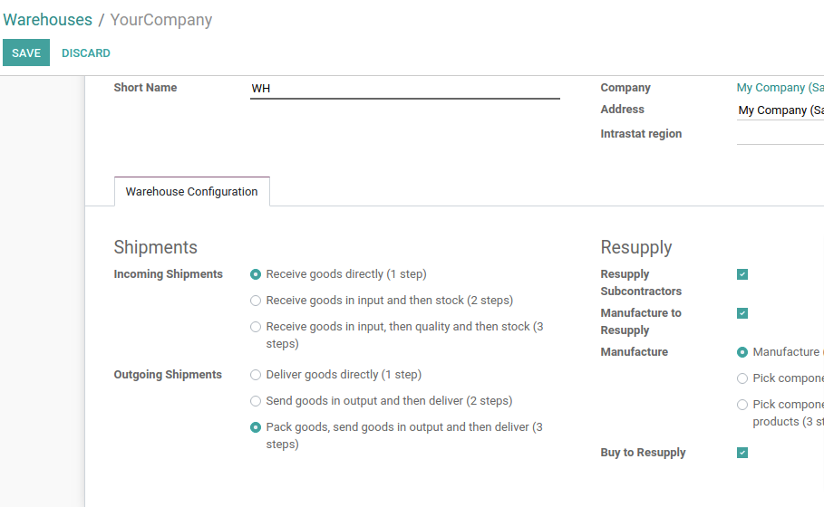 Odoo Inventory Application