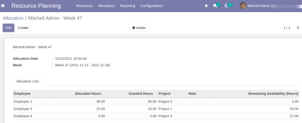 Odoo Resource Management App