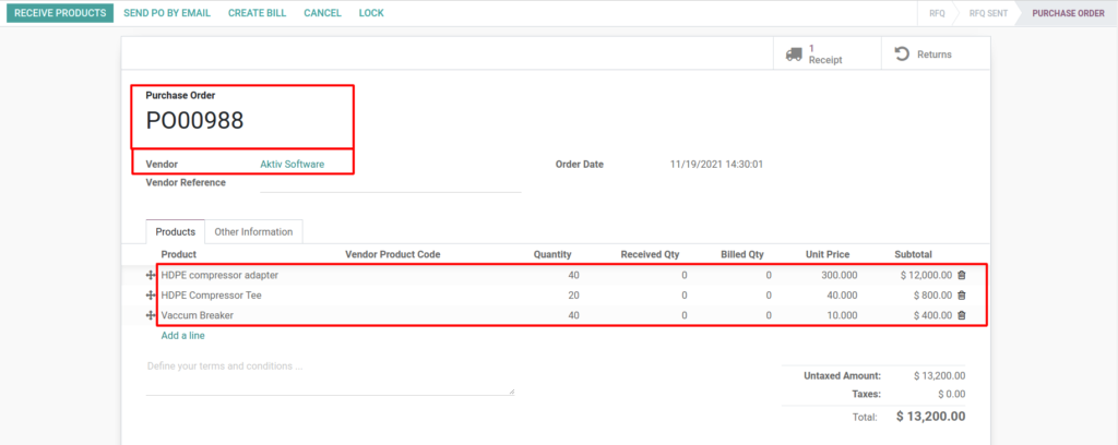 Odoo Purchase Report