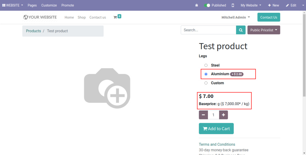 Base Price for Product Variants in Odoo