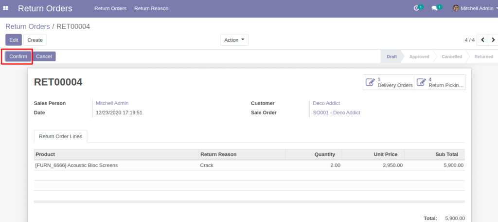 Odoo Return Order Management