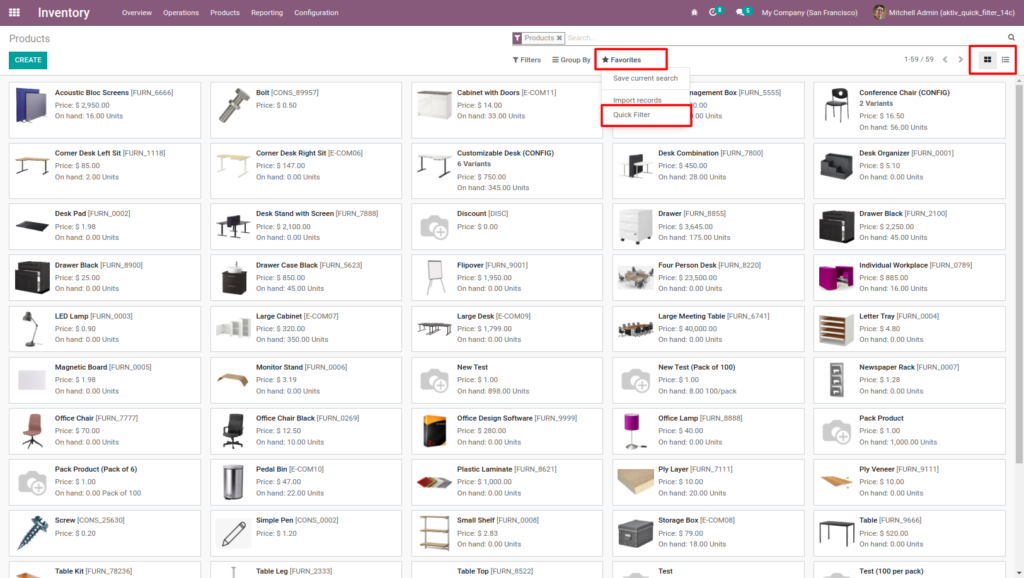 Odoo Search Filter Feature