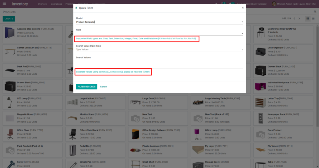 Odoo Search Filter Feature