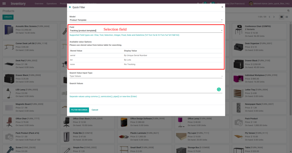 Odoo Search Filter Feature