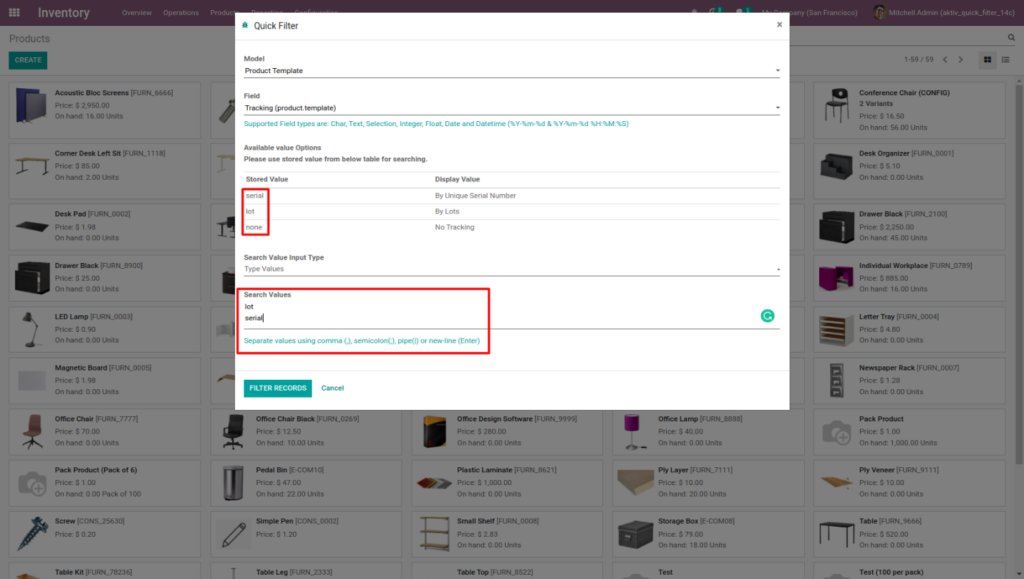 Odoo Search Filter Feature