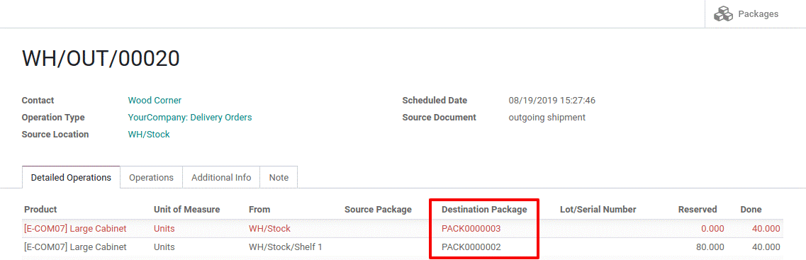 Odoo Inventory Management: Packages
