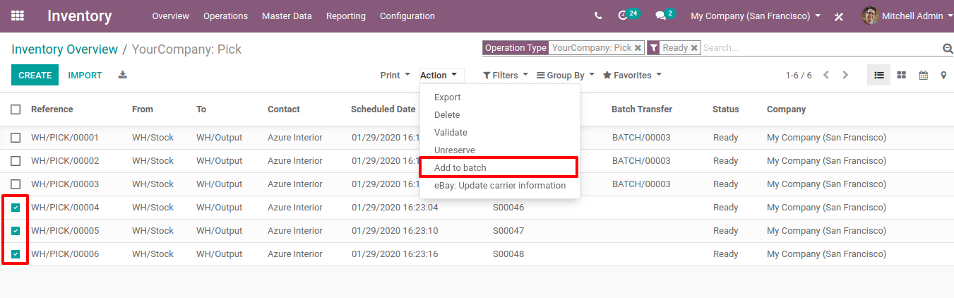 Batch Picking in Odoo