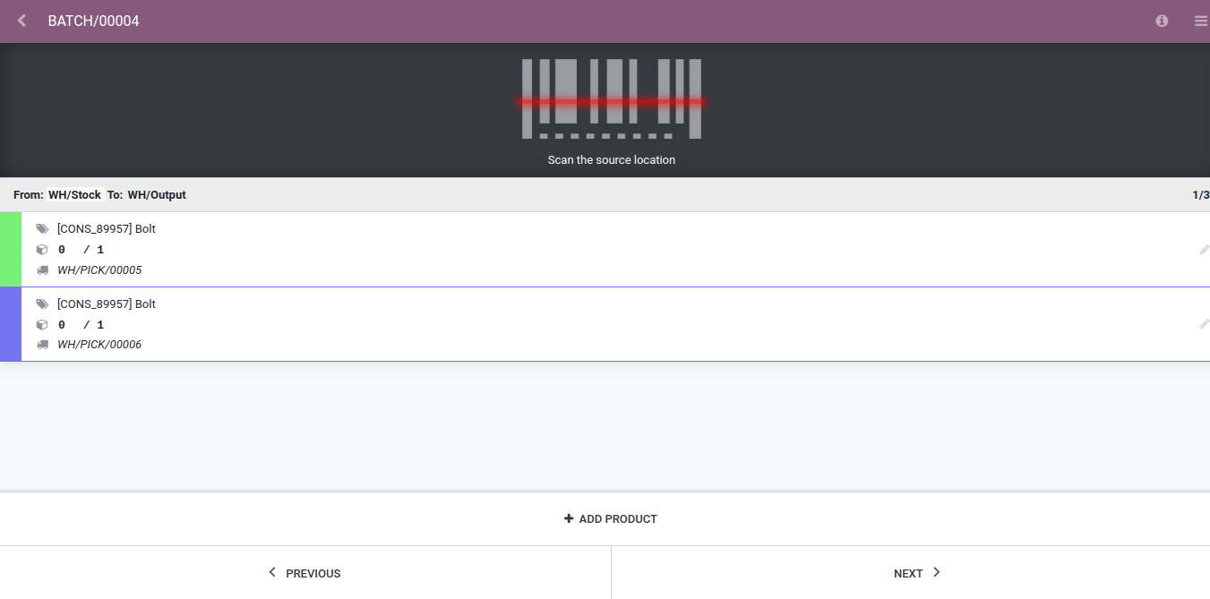 Batch Picking through Barcode App in Odoo