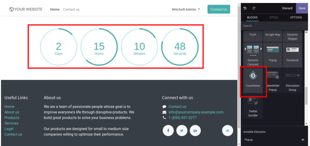 Odoo 14 Countdown Snippet