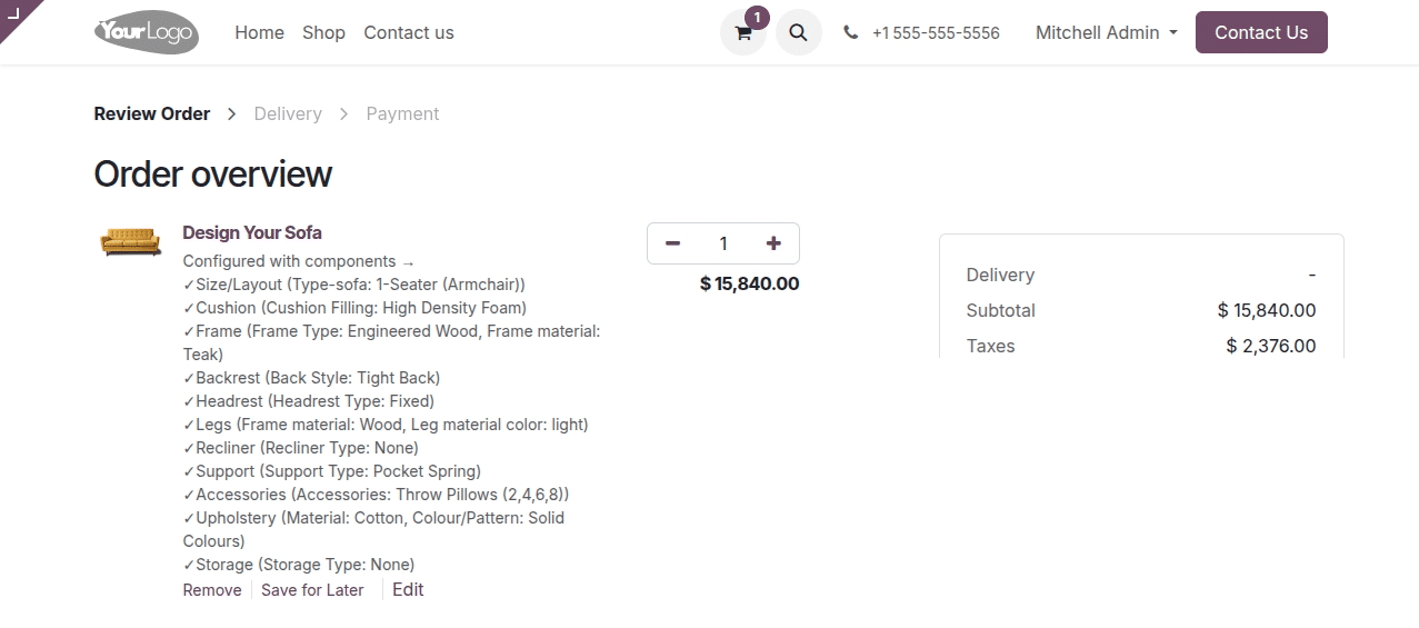 Odoo CPQ Ecommerce Configurator