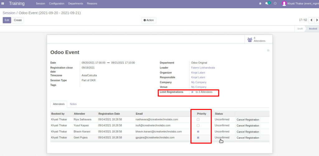 Odoo 14 Events Module to Schedule & Track Corporate Sessions Efficiently 4 Odoo 14 Events Module