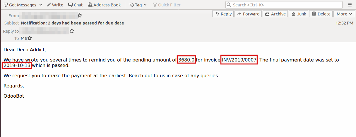 mail message after due date 1