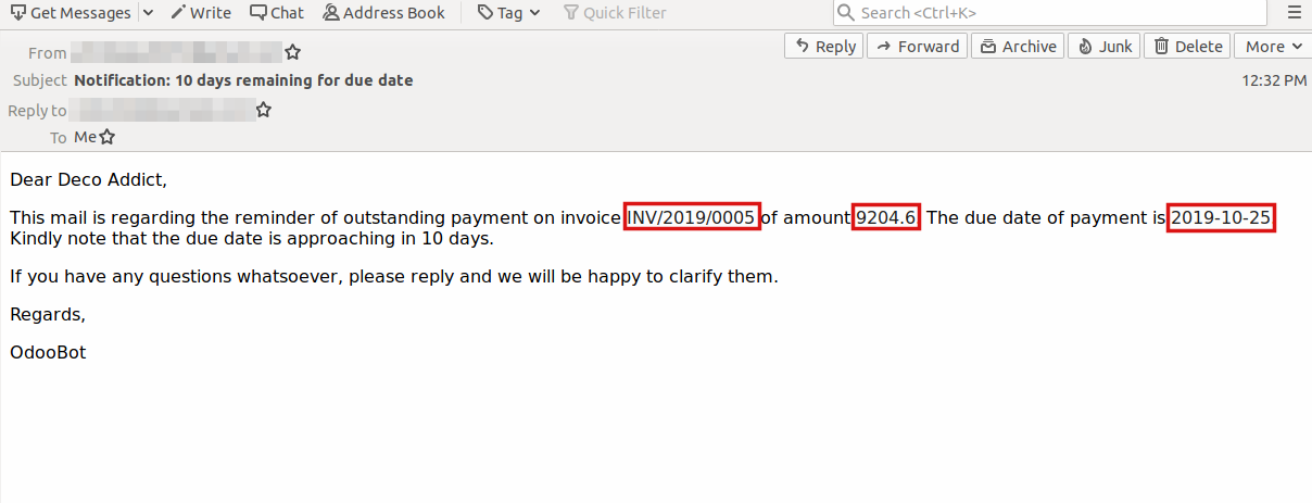 mail message before due date