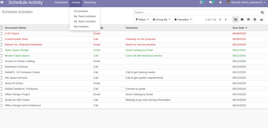 Schedule Activity Odoo