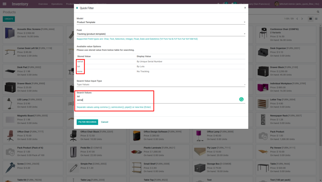 Odoo Search Filter Feature