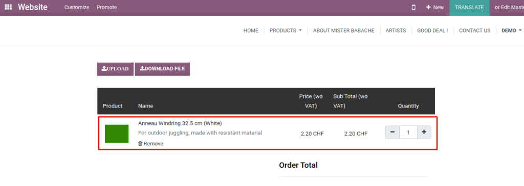 How to Import Items in Cart from XLSX file in Odoo Website Module? 5 Odoo Website Module