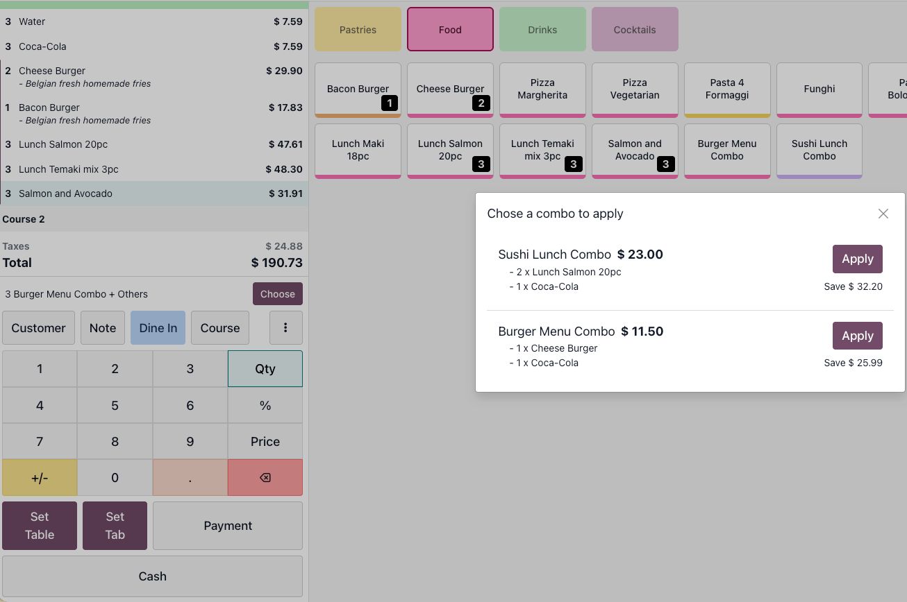 Odoo POS Combos