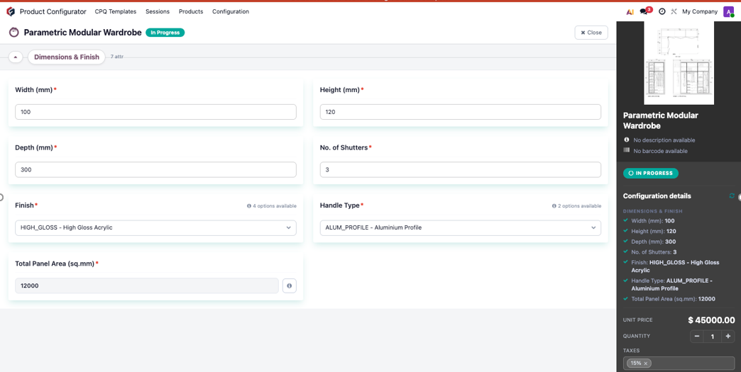 Parametric CPQ for Custom Furniture